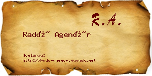 Radó Agenór névjegykártya